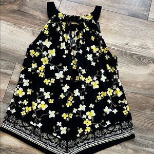 INC International Concepts Black and Yellow Floral Blouse